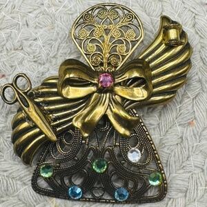 Sewing Theme Gold Angel Brooch